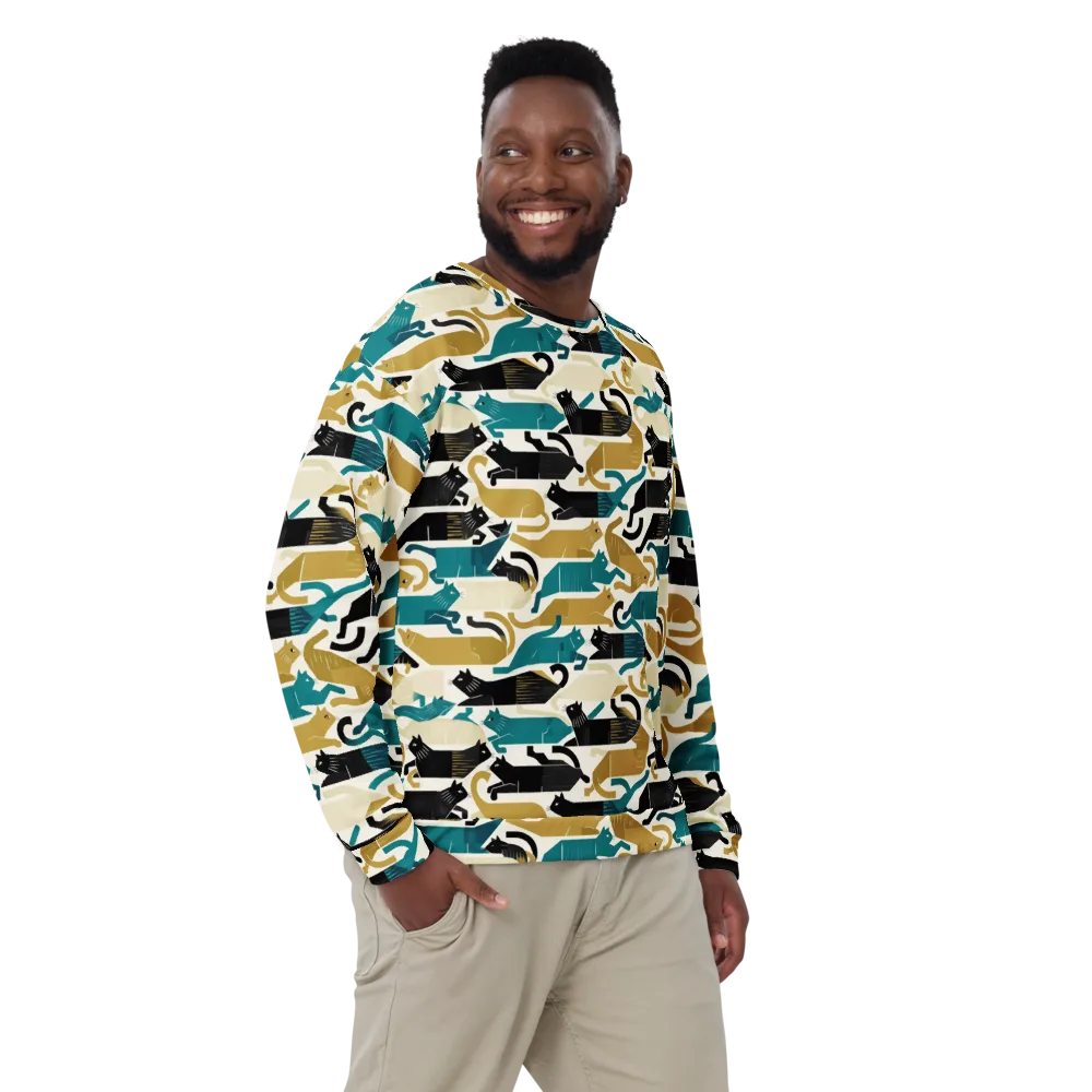 Art Deco Alley Cats on Sweatshirt — Front