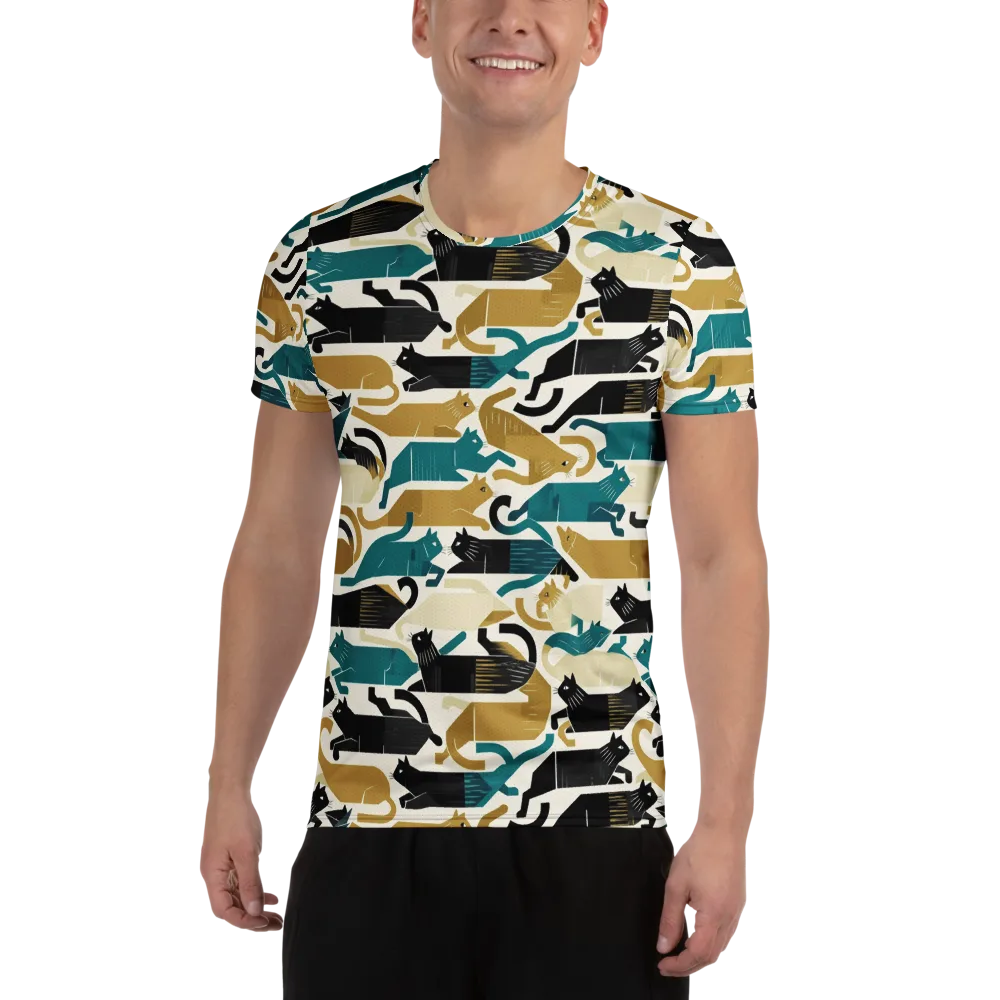 Art Deco Alley Cats on Men's Athletic T-Shirt — Front
