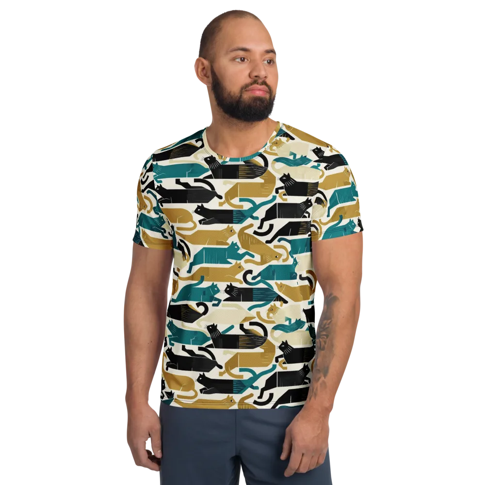 Art Deco Alley Cats on Men's Athletic T-Shirt — Front