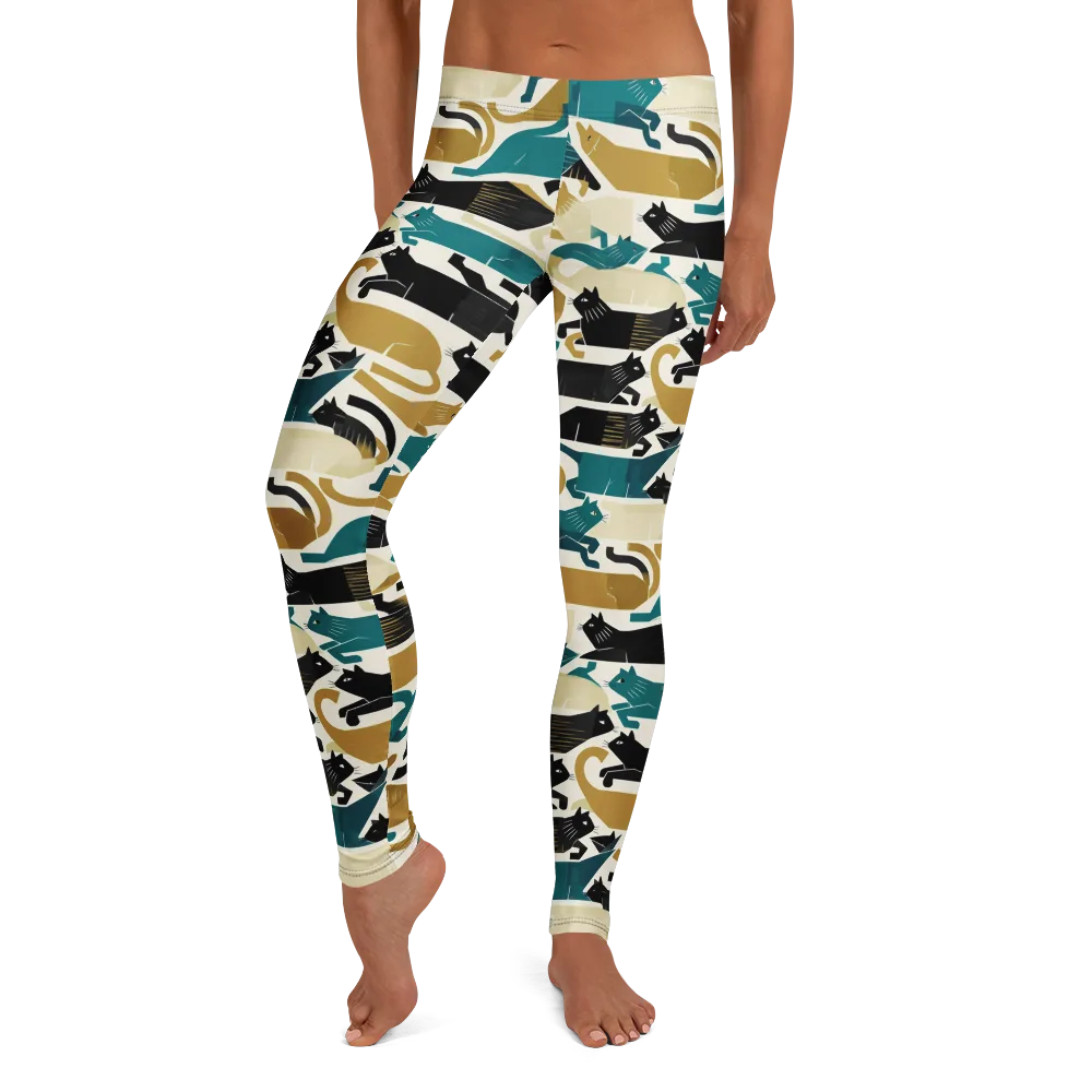 Art Deco Alley Cats on Leggings — Front