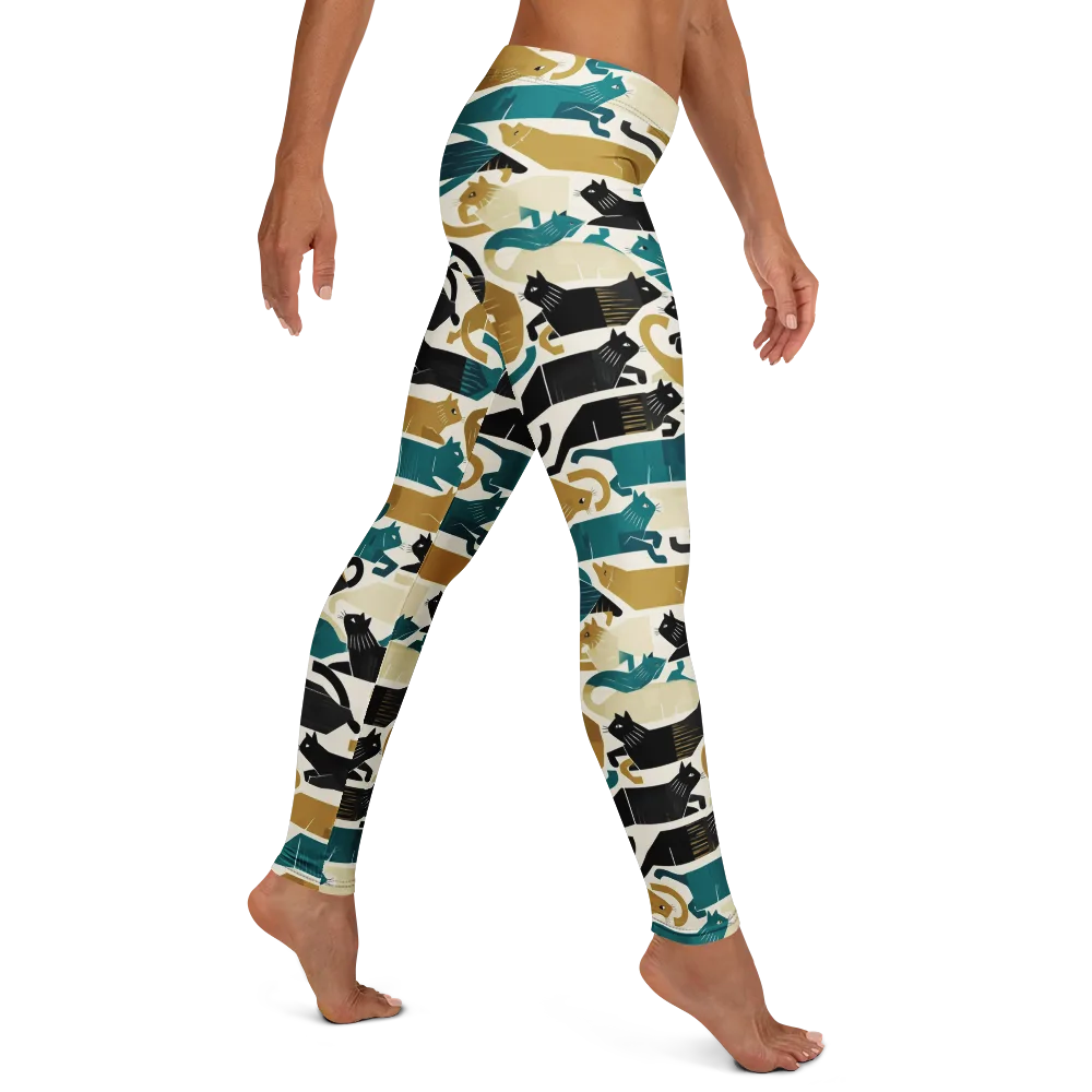 Art Deco Alley Cats on Leggings — Right