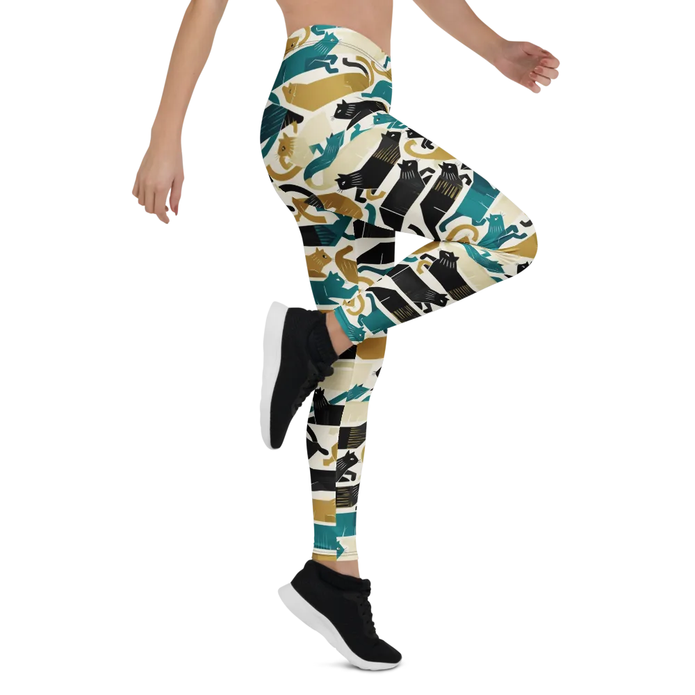 Art Deco Alley Cats on Leggings — Right