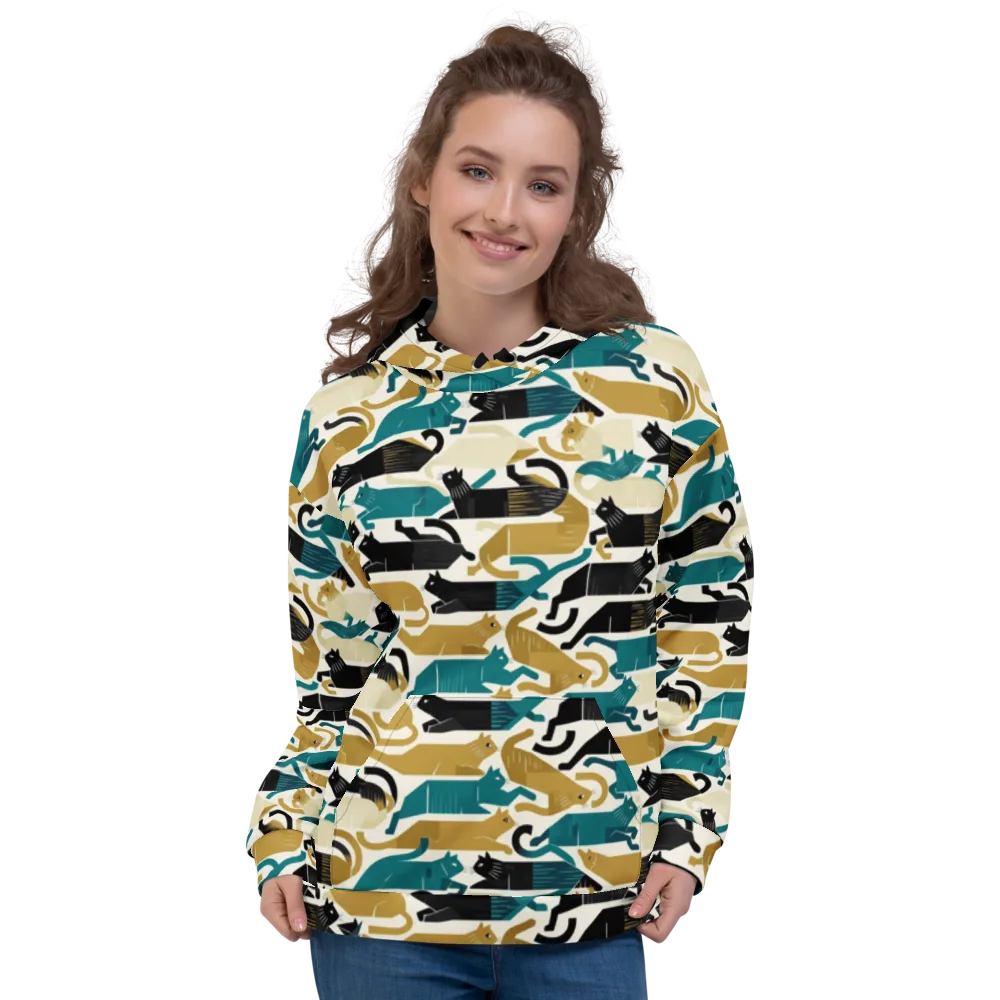 Art Deco Alley Cats on Hoodie — Front