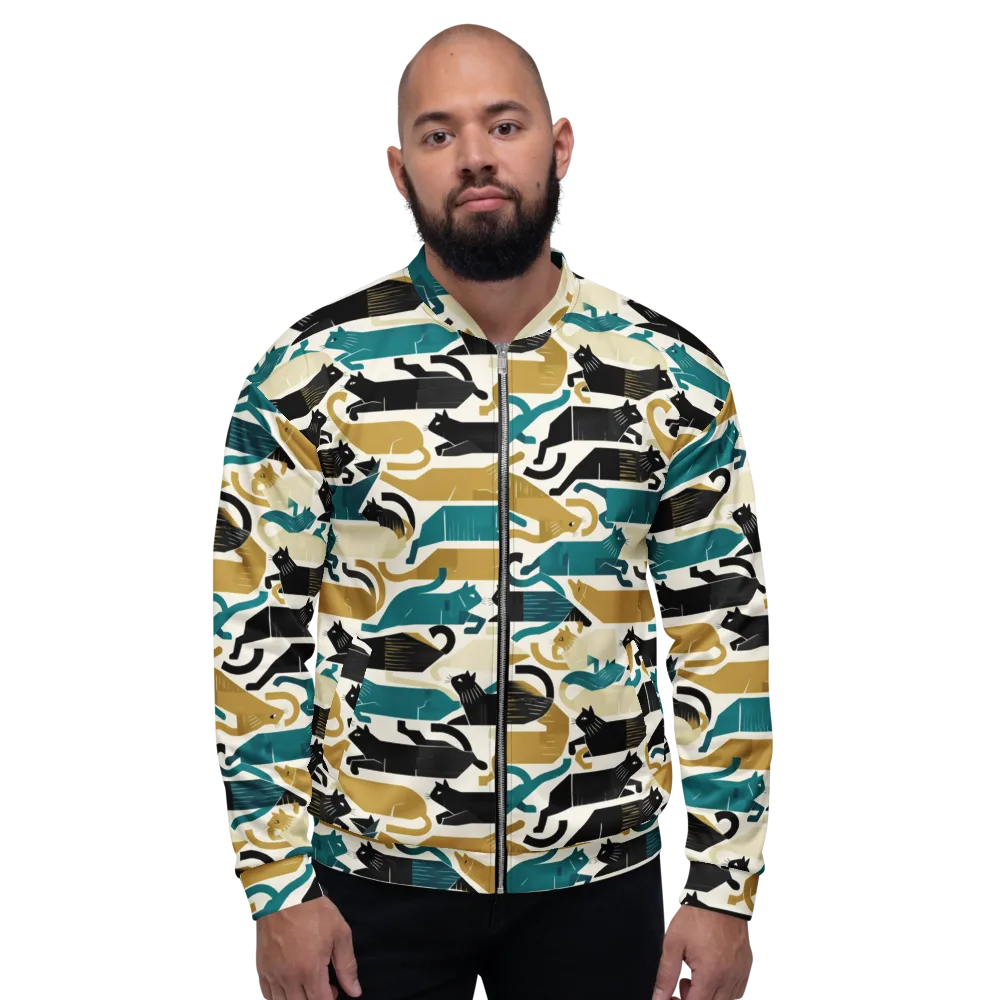 Art Deco Alley Cats on Bomber Jacket — Front