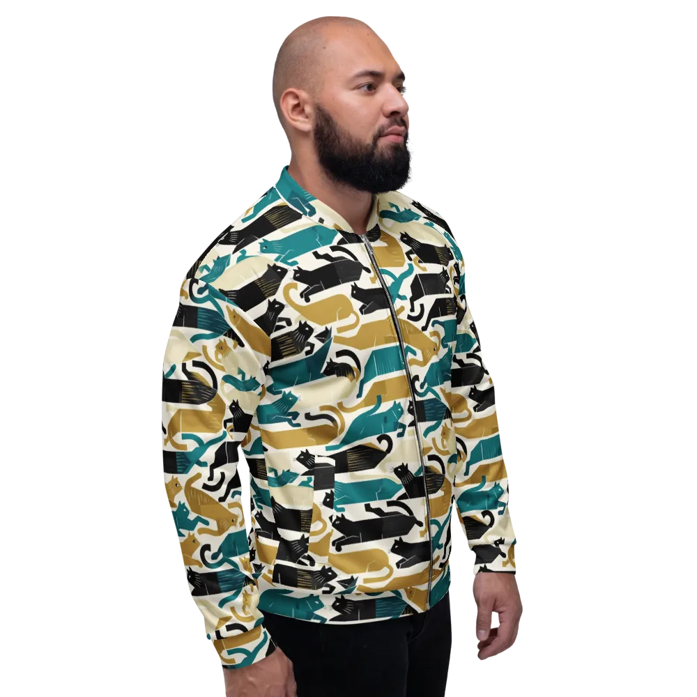 Art Deco Alley Cats on Bomber Jacket — Right