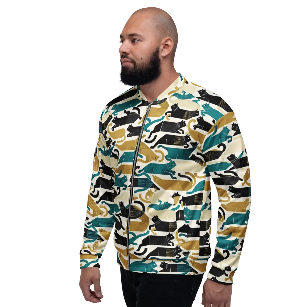 Art Deco Alley Cats on Bomber Jacket — Left