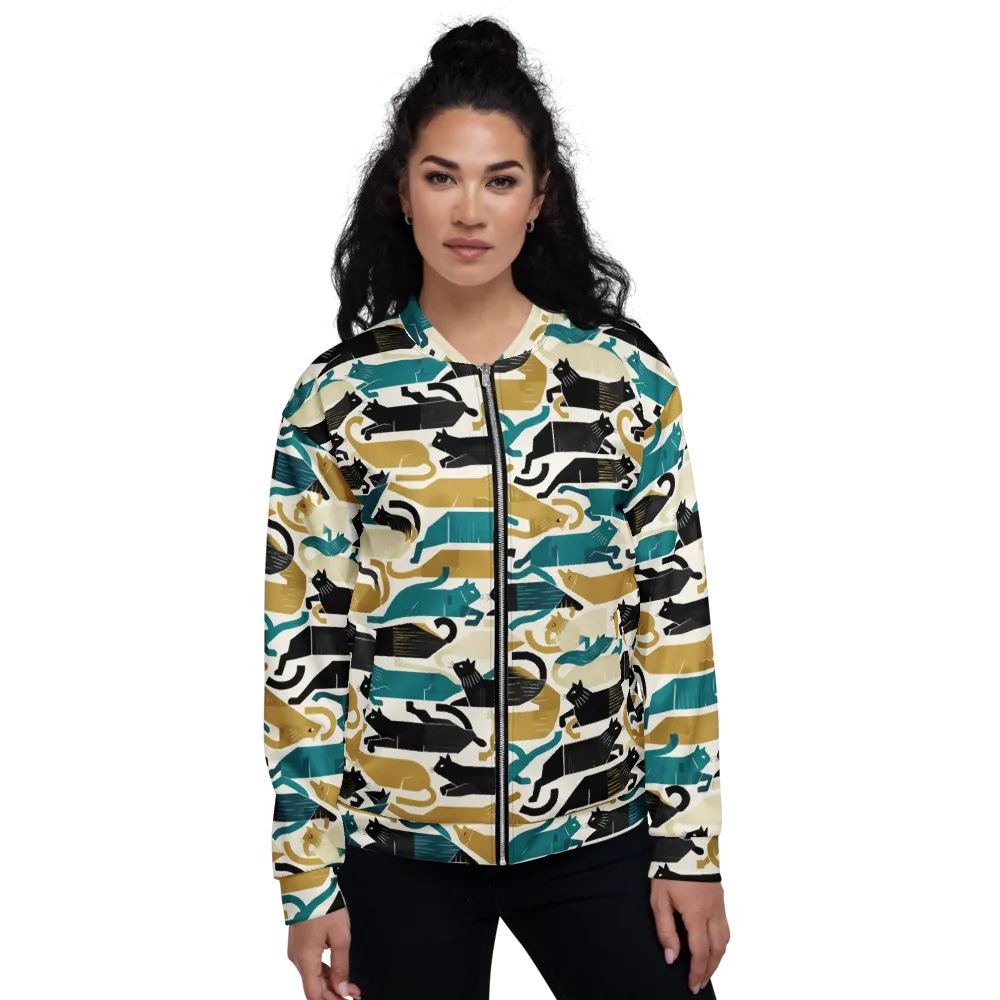 Art Deco Alley Cats on Bomber Jacket — Front