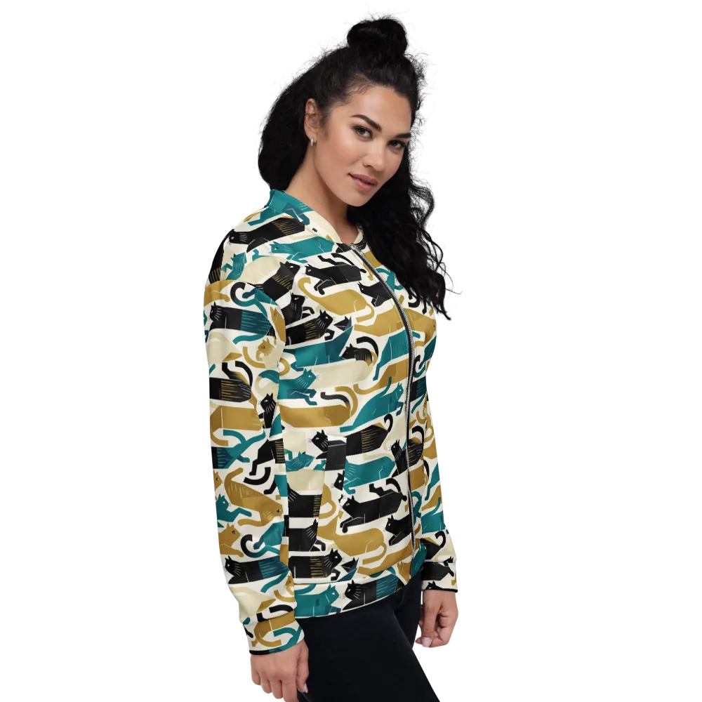 Art Deco Alley Cats on Bomber Jacket — Right