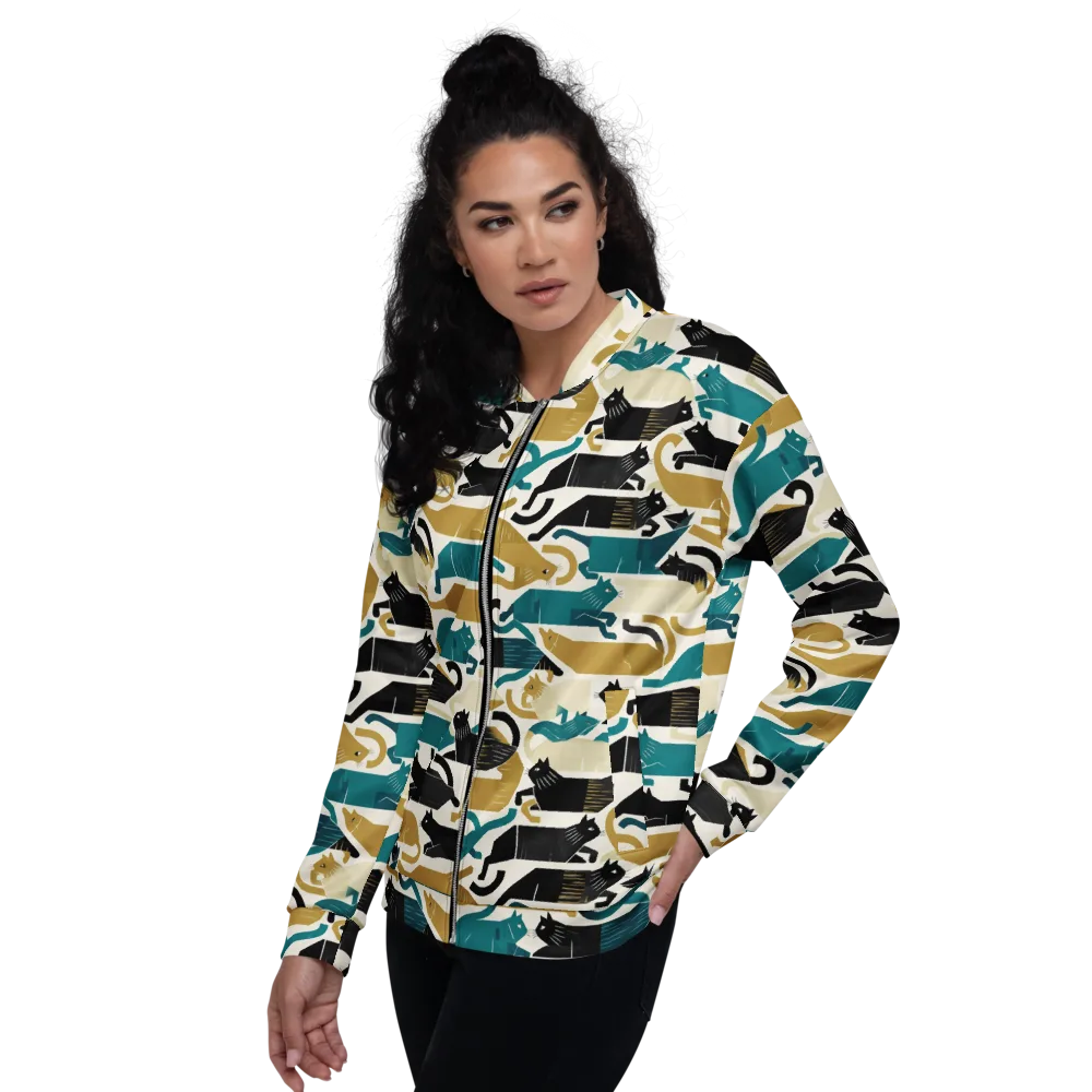 Art Deco Alley Cats on Bomber Jacket — Left