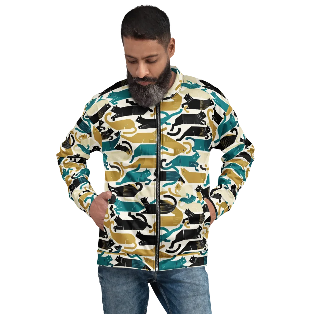 Art Deco Alley Cats on Bomber Jacket — Front