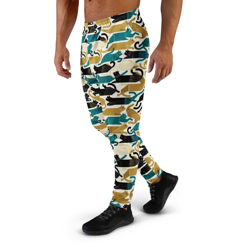 Art Deco Alley Cats on Men's Joggers — Left