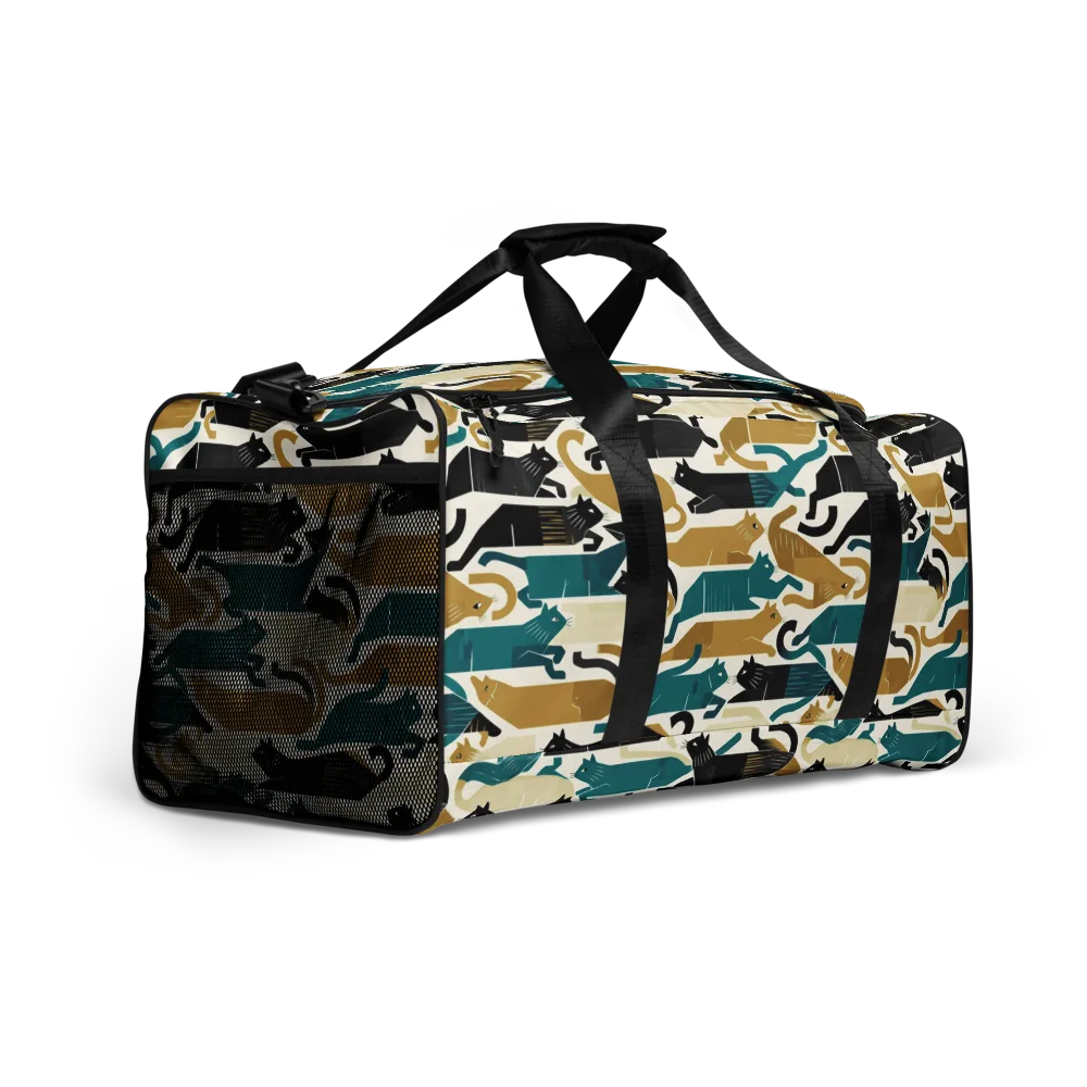 Art Deco Alley Cats on Duffle Bag — Right Front