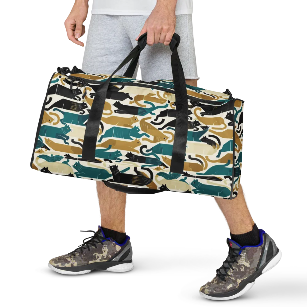 Art Deco Alley Cats on Duffle Bag — Front