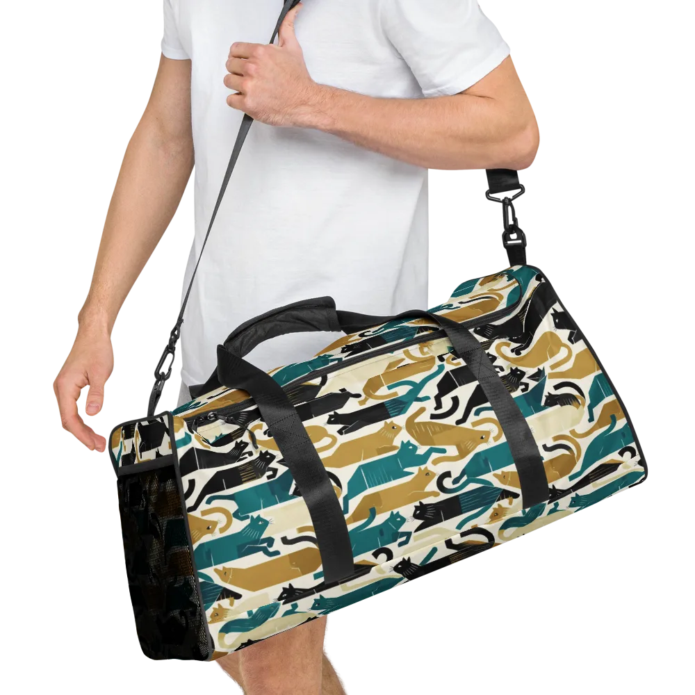 Art Deco Alley Cats on Duffle Bag — Right Front