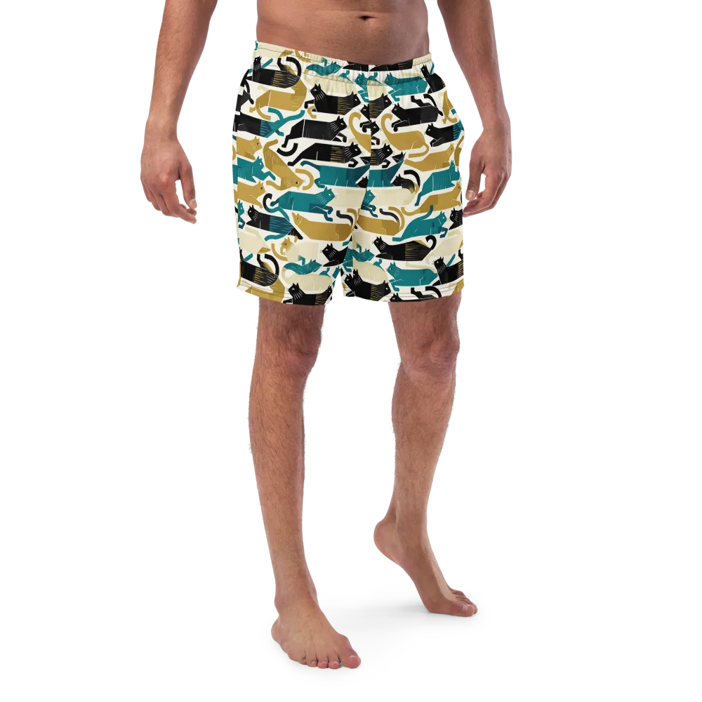 Art Deco Alley Cats on Swim Trunks — Front