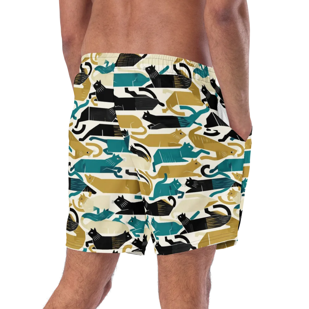 Art Deco Alley Cats on Swim Trunks — Right Back