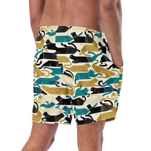 Art Deco Alley Cats on a Swim Trunks
