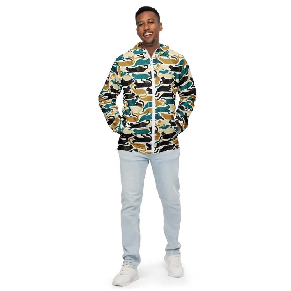 Art Deco Alley Cats on Men's Windbreaker — Front