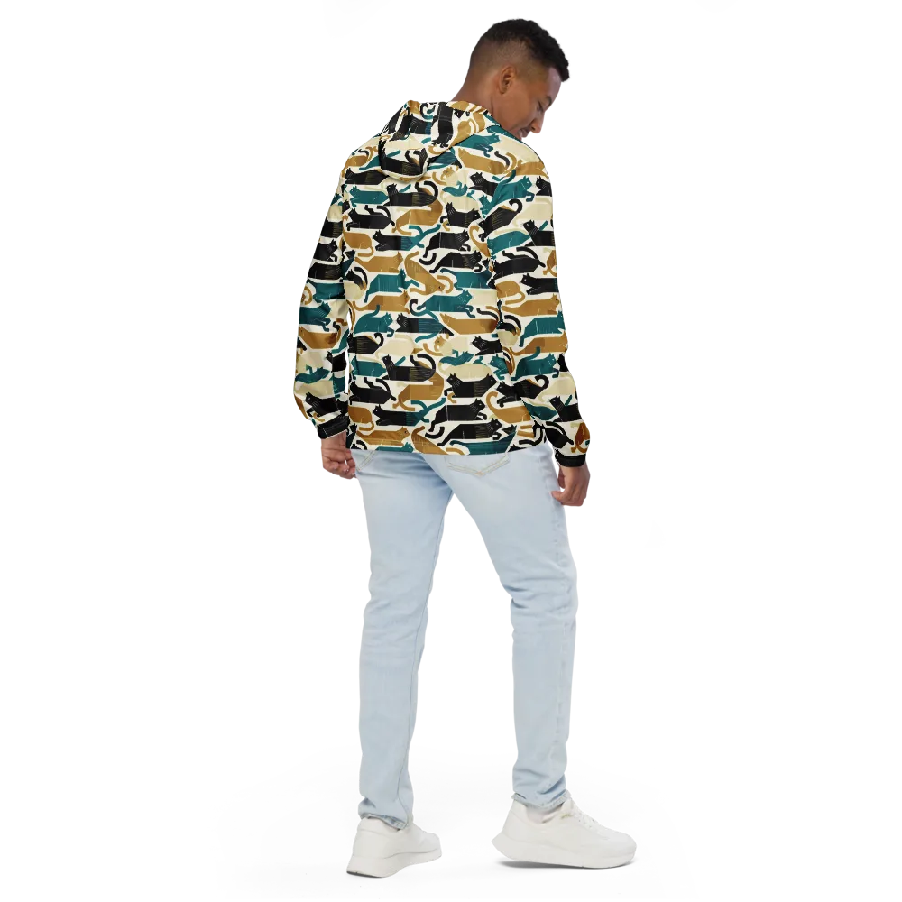 Art Deco Alley Cats on Men's Windbreaker — Back