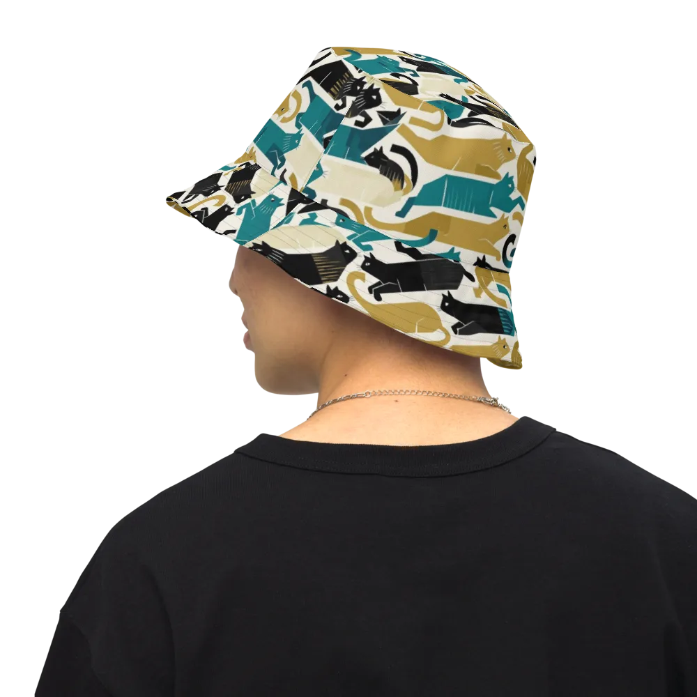 Art Deco Alley Cats on Reversible Bucket Hat — Back Inside