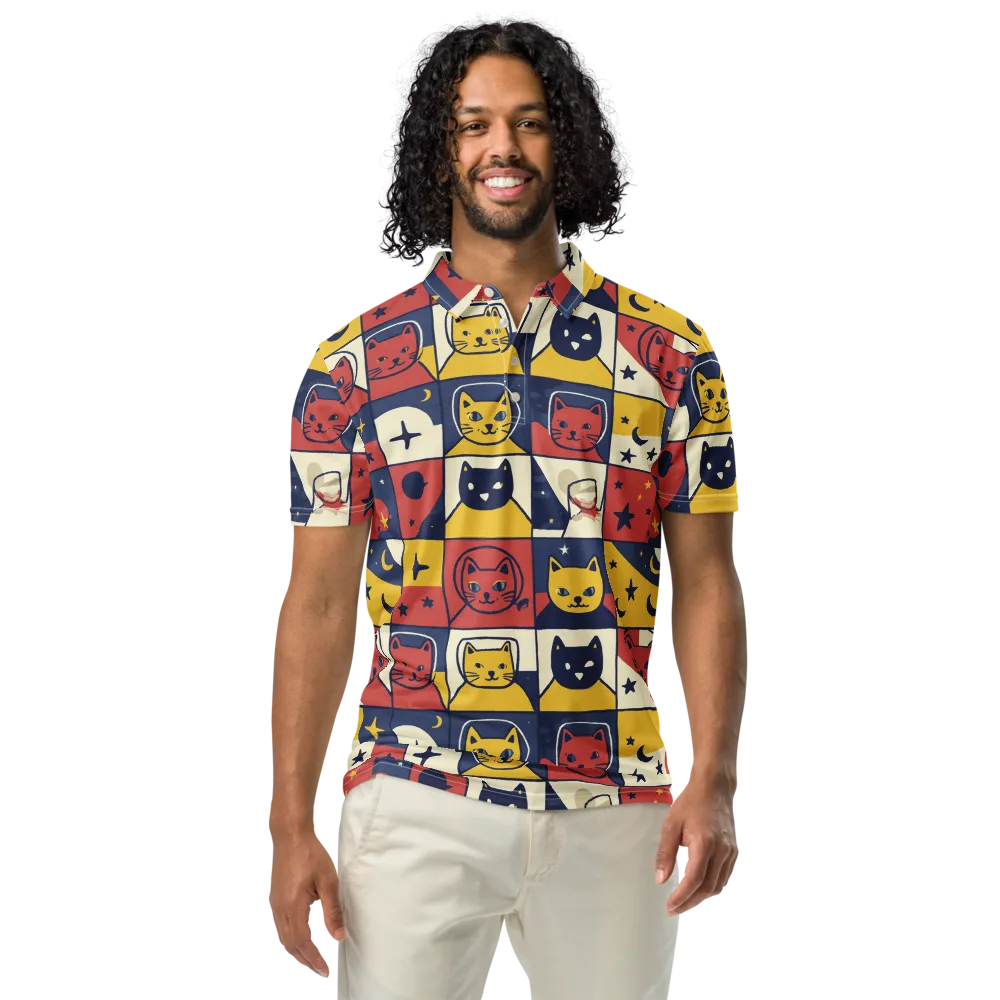 Astro Whiskers on Men's Slim Fit Polo Shirt — Front