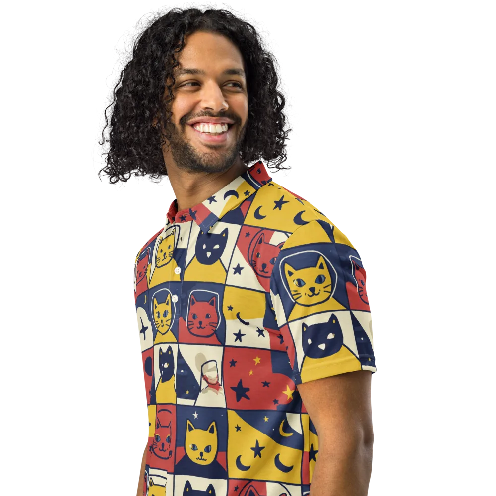 Astro Whiskers on Men's Slim Fit Polo Shirt — Left Front