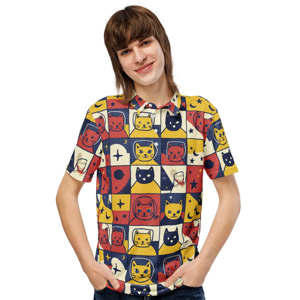 Astro Whiskers on Men's Slim Fit Polo Shirt — Front