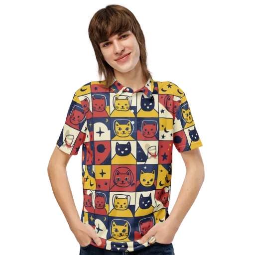 Astro Whiskers on a Men's Slim Fit Polo Shirt