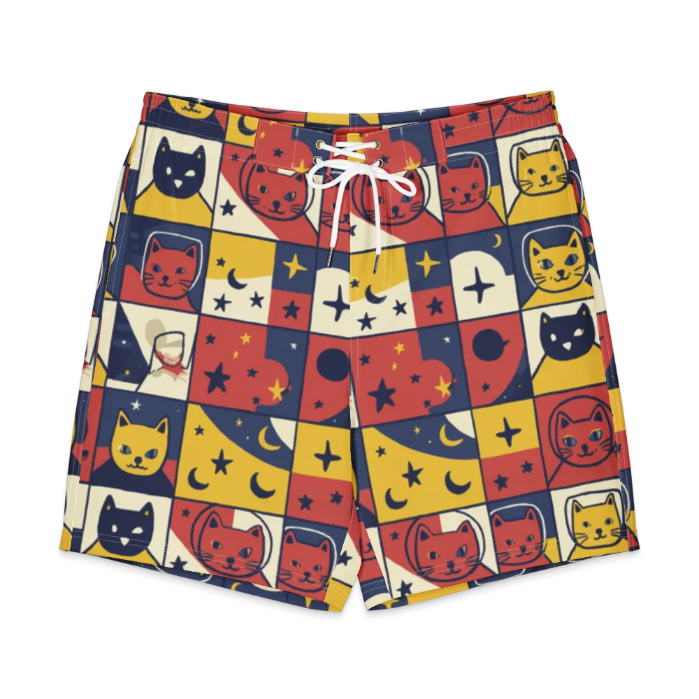 Astro Whiskers on Men's Board Shorts — Front