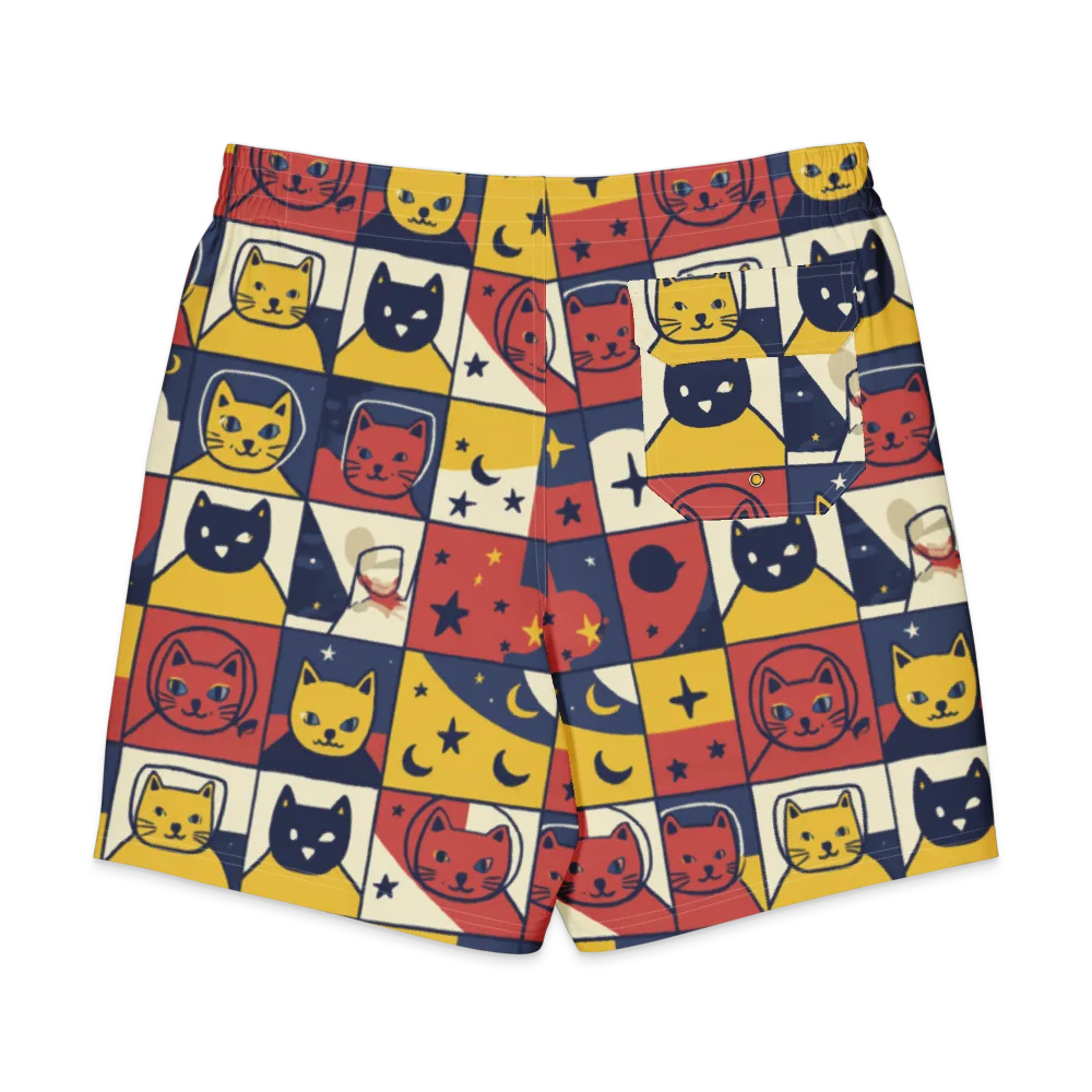 Astro Whiskers on Men's Board Shorts — Back