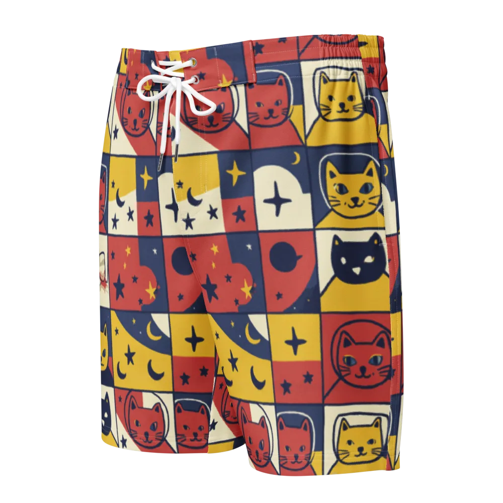 Astro Whiskers on Men's Board Shorts — Front