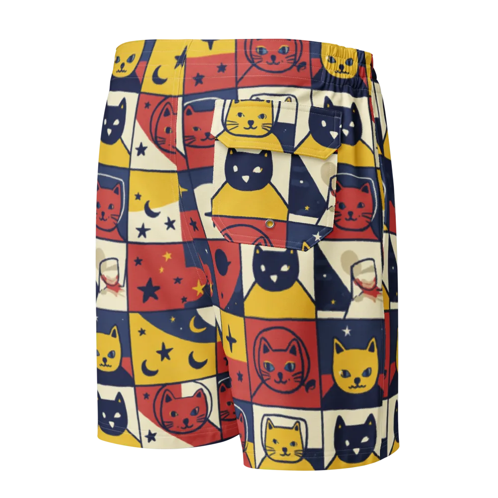 Astro Whiskers on Men's Board Shorts — Back