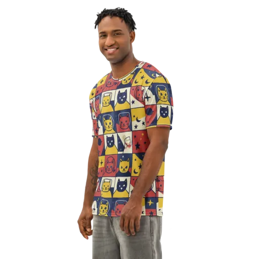 Astro Whiskers on a Men's Cotton Crew Neck T-Shirt
