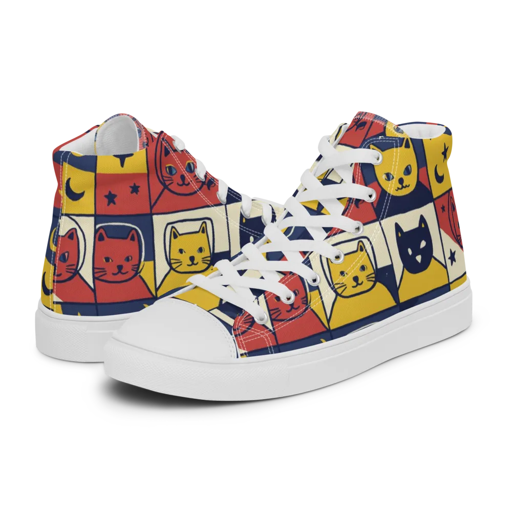 Astro Whiskers on Men's High Top Canvas Shoes — Left