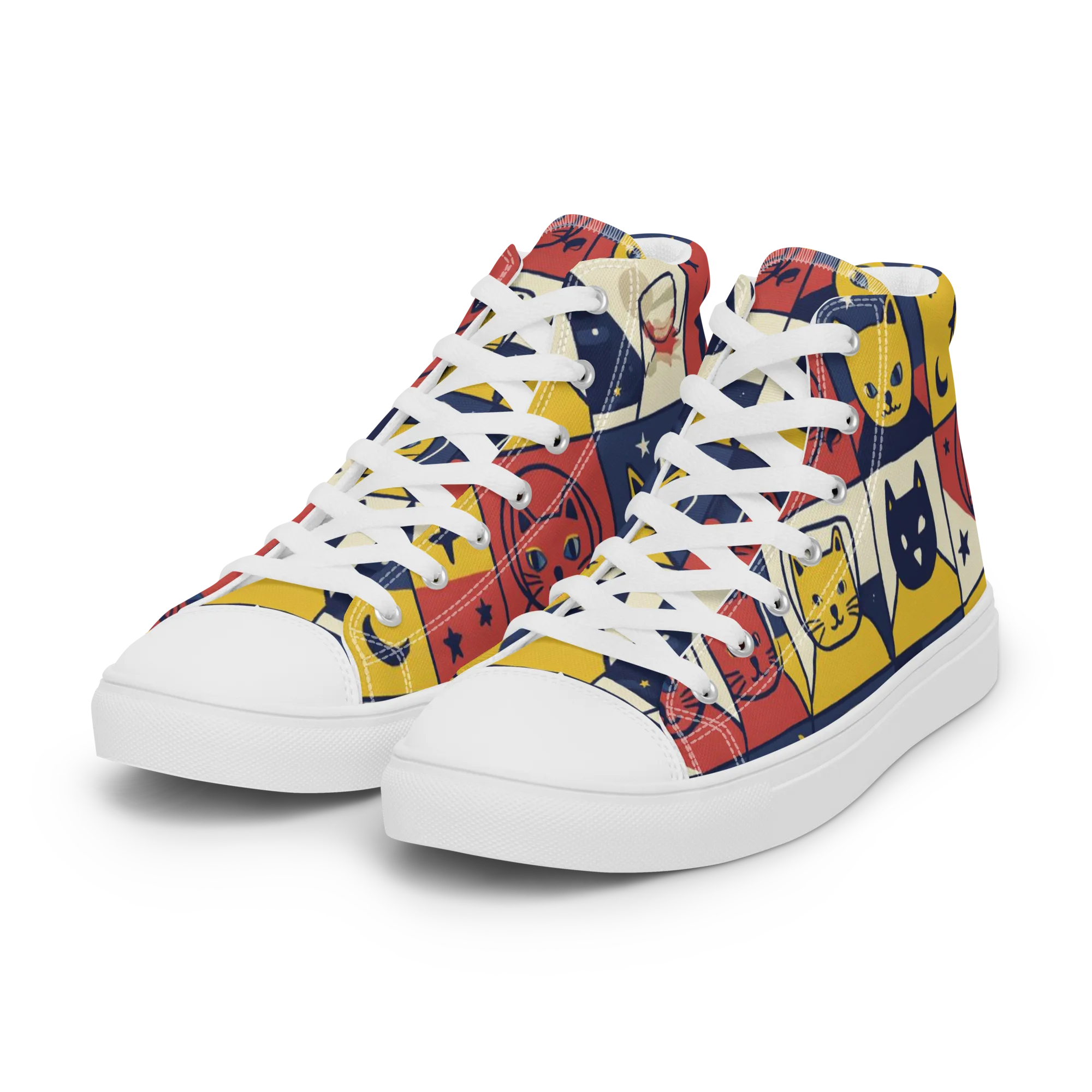 Astro Whiskers on Women's High Top Canvas Shoes — Left Front