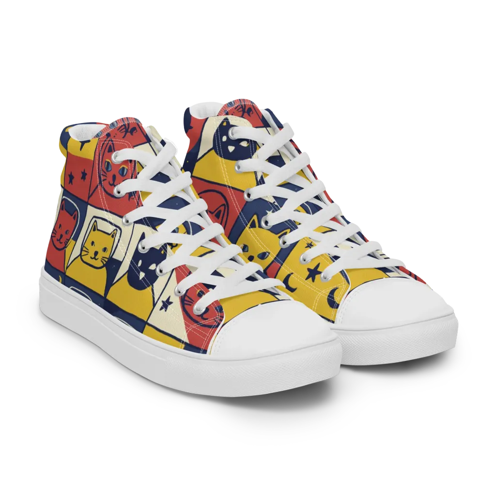 Astro Whiskers on Women's High Top Canvas Shoes — Right Front