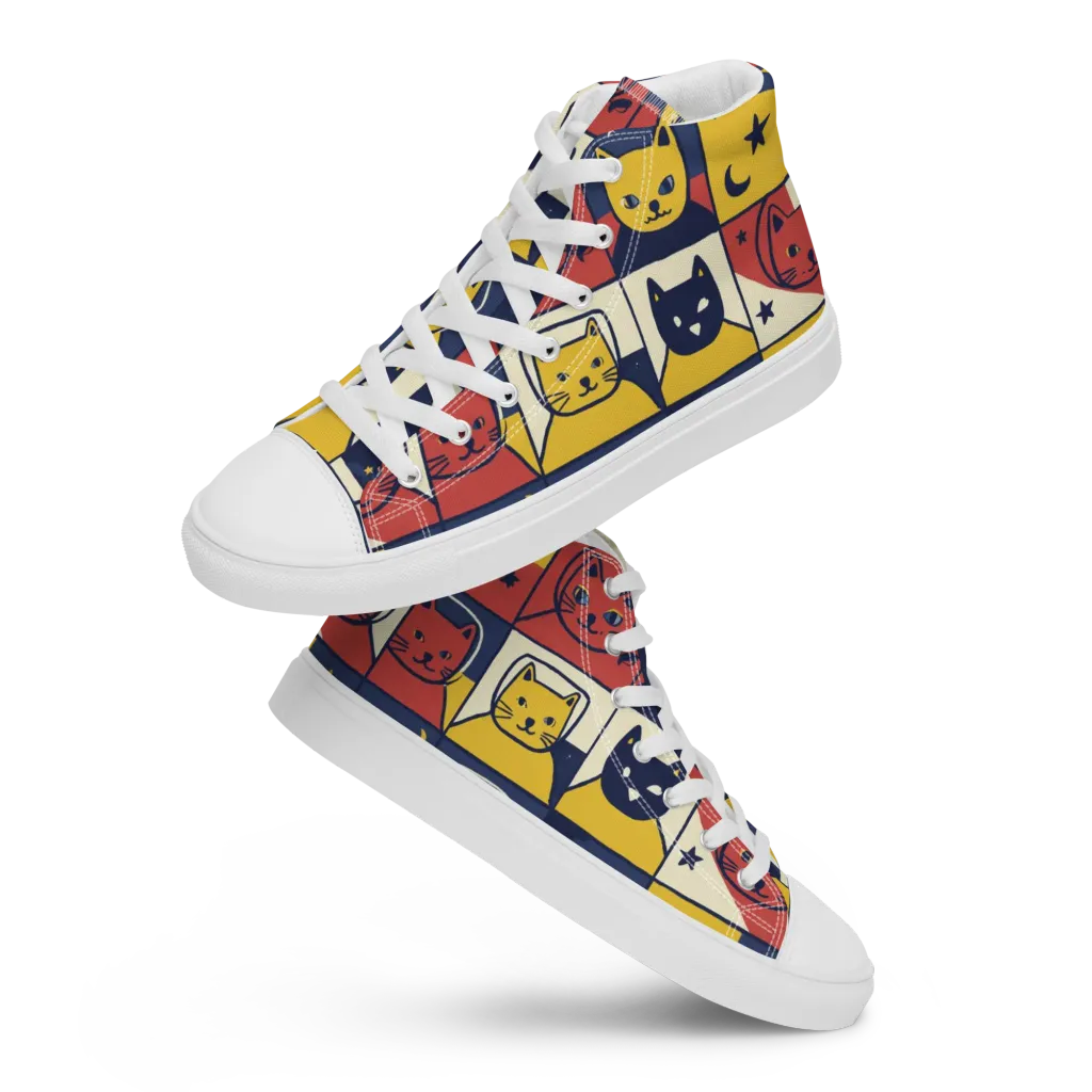 Astro Whiskers on Women's High Top Canvas Shoes — Front