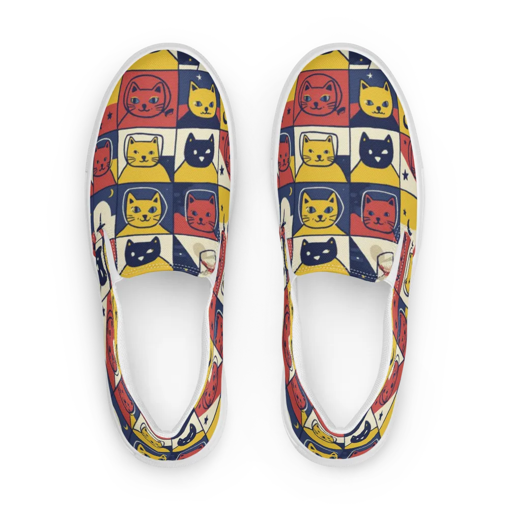 Astro Whiskers on Men's Slip-On Canvas Shoes — Front