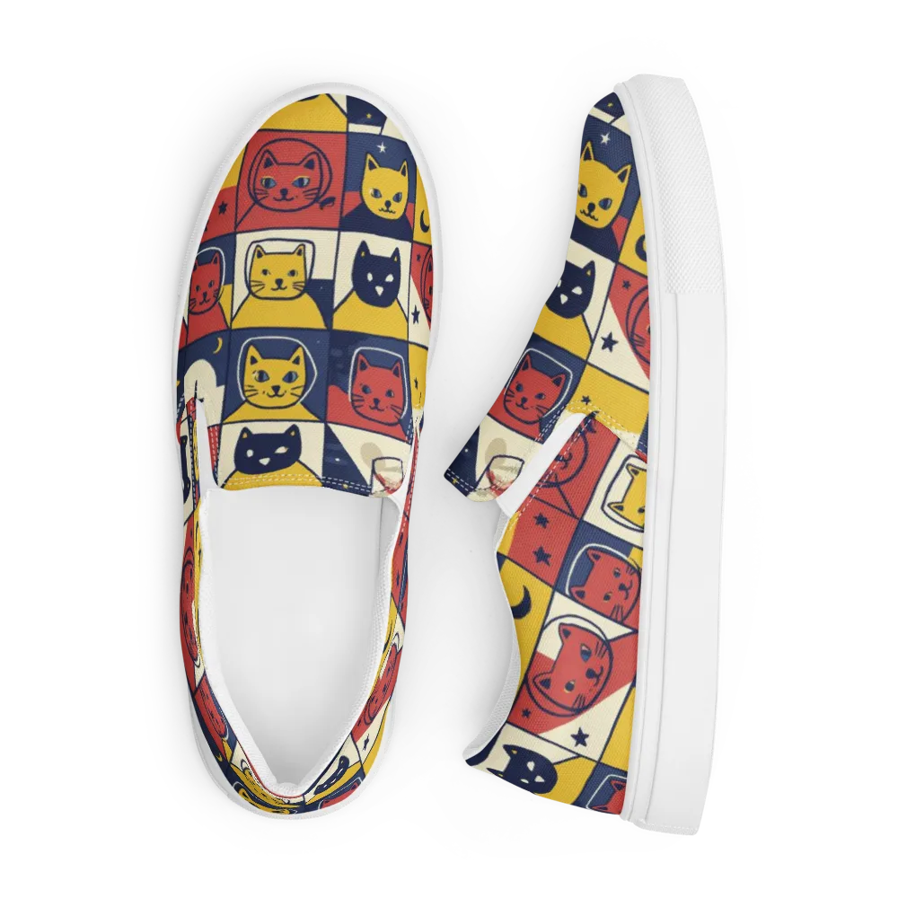 Astro Whiskers on Men's Slip-On Canvas Shoes — Front