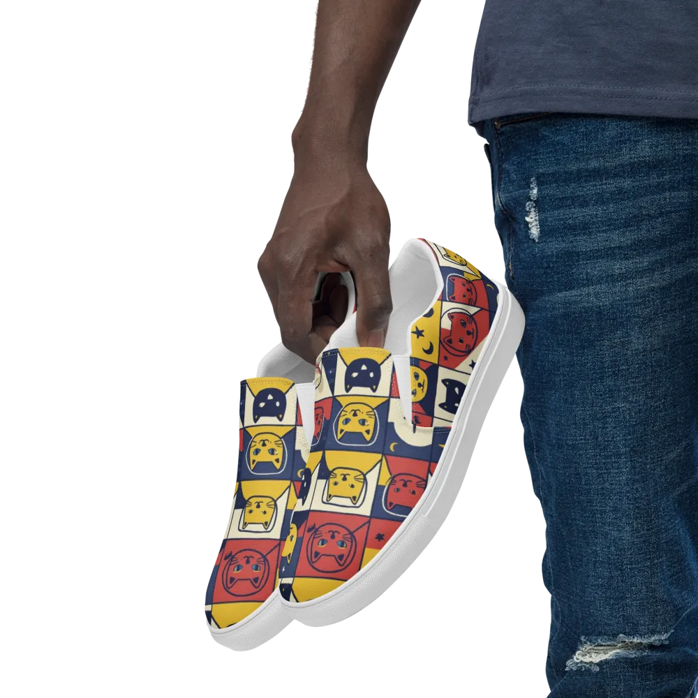 Astro Whiskers on Men's Slip-On Canvas Shoes — Left Front