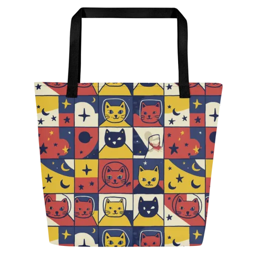 Astro Whiskers on a Large Tote Bag W/ Pocket