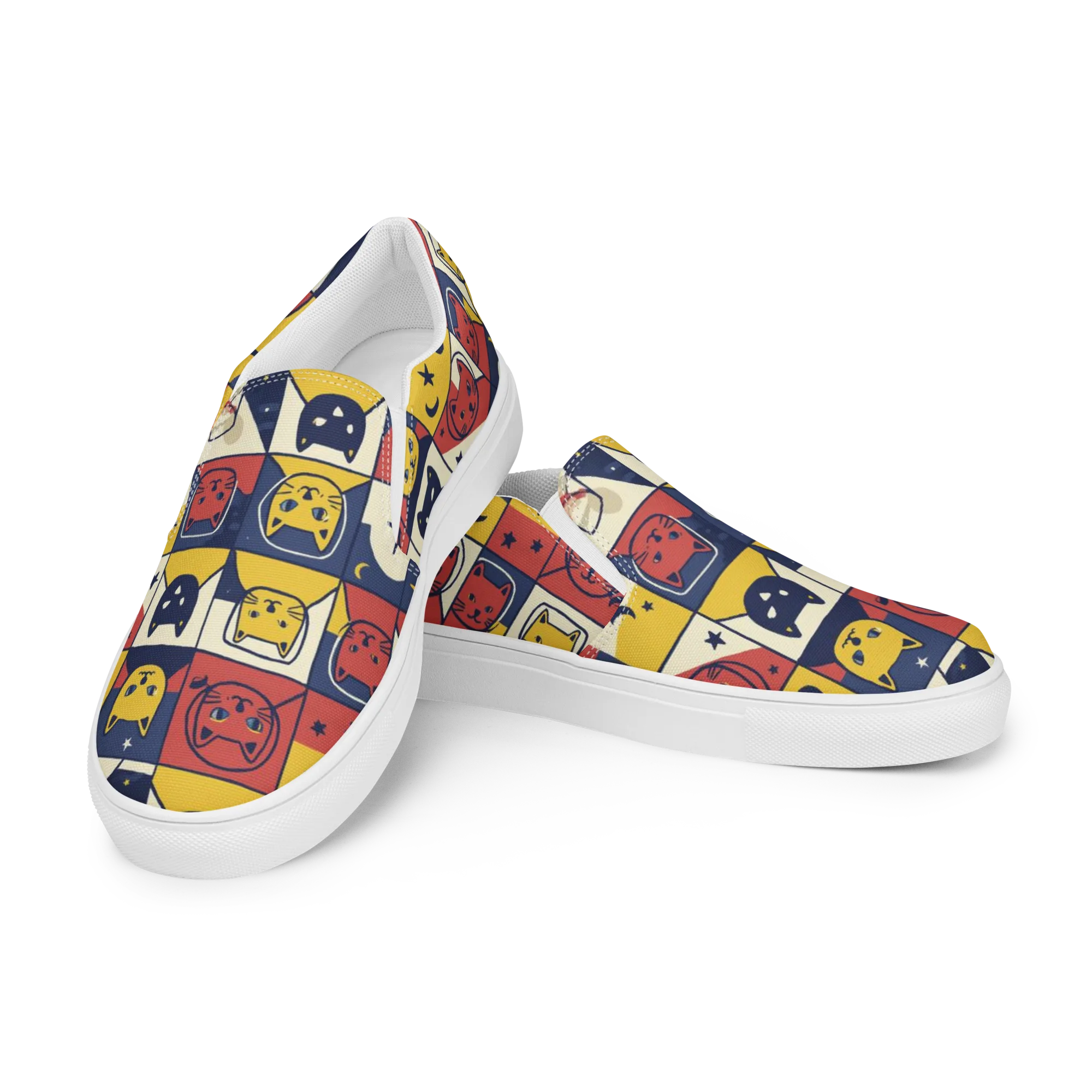 Astro Whiskers on Women's Slip-On Canvas Shoes — Left Front