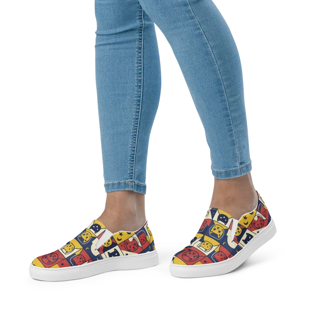 Astro Whiskers on Women's Slip-On Canvas Shoes — Front