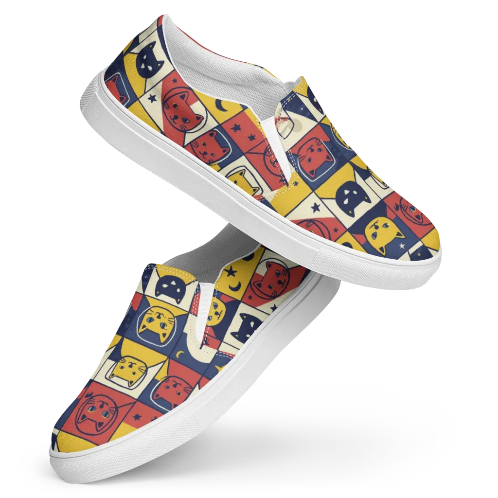 Astro Whiskers on Women's Slip-On Canvas Shoes — Front