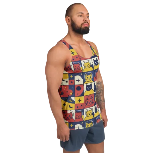 Astro Whiskers on a Men's Tank Top