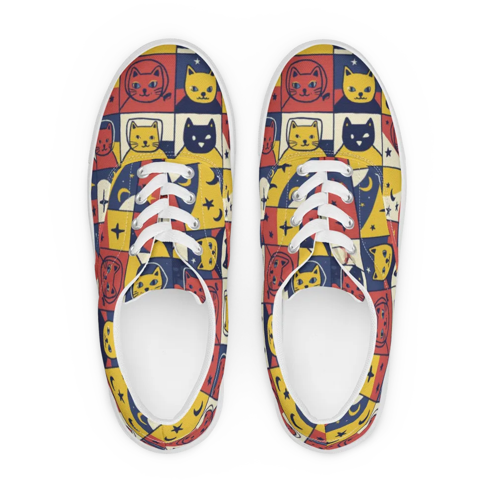 Astro Whiskers on Men's Lace-Up Canvas Shoes — Front