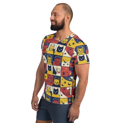 Astro Whiskers on a Men's Athletic T-Shirt