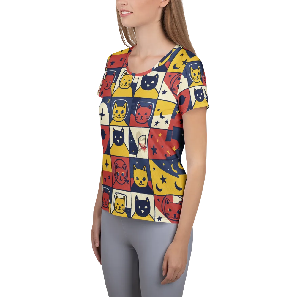 Astro Whiskers on Women's Athletic T-Shirt — Left