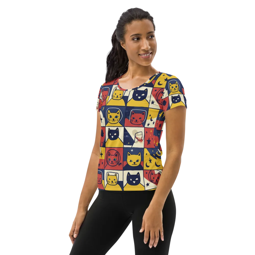 Astro Whiskers on Women's Athletic T-Shirt — Left