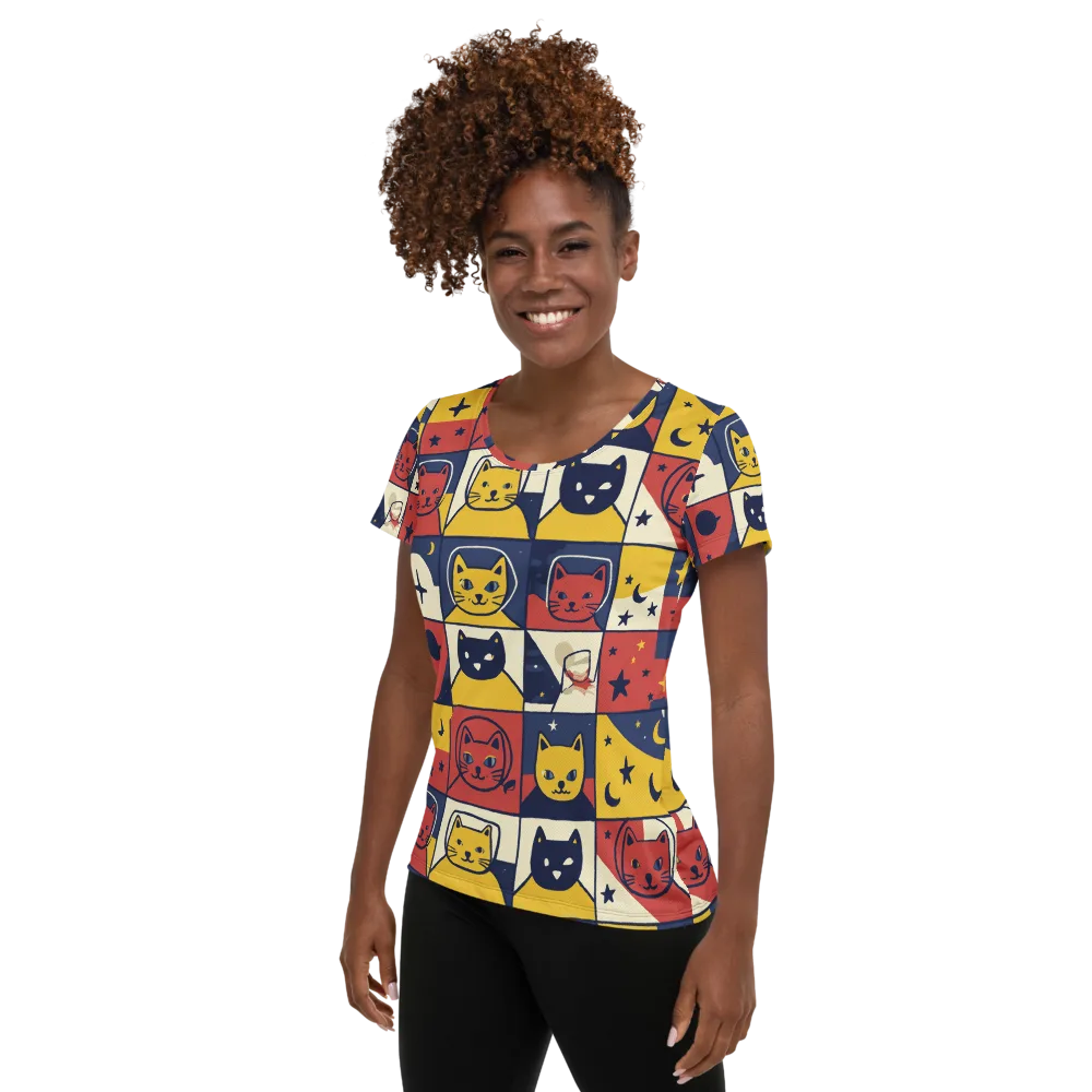 Astro Whiskers on Women's Athletic T-Shirt — Left